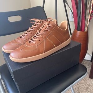 Beckett Simonon Sneakers - Morgen Trainers in Tan Pull-Up Leather, Size 13